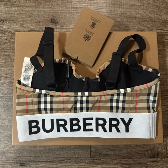 Burberry Check Pattern Bra - Tan, Black, and Red - Picture 2 of 10